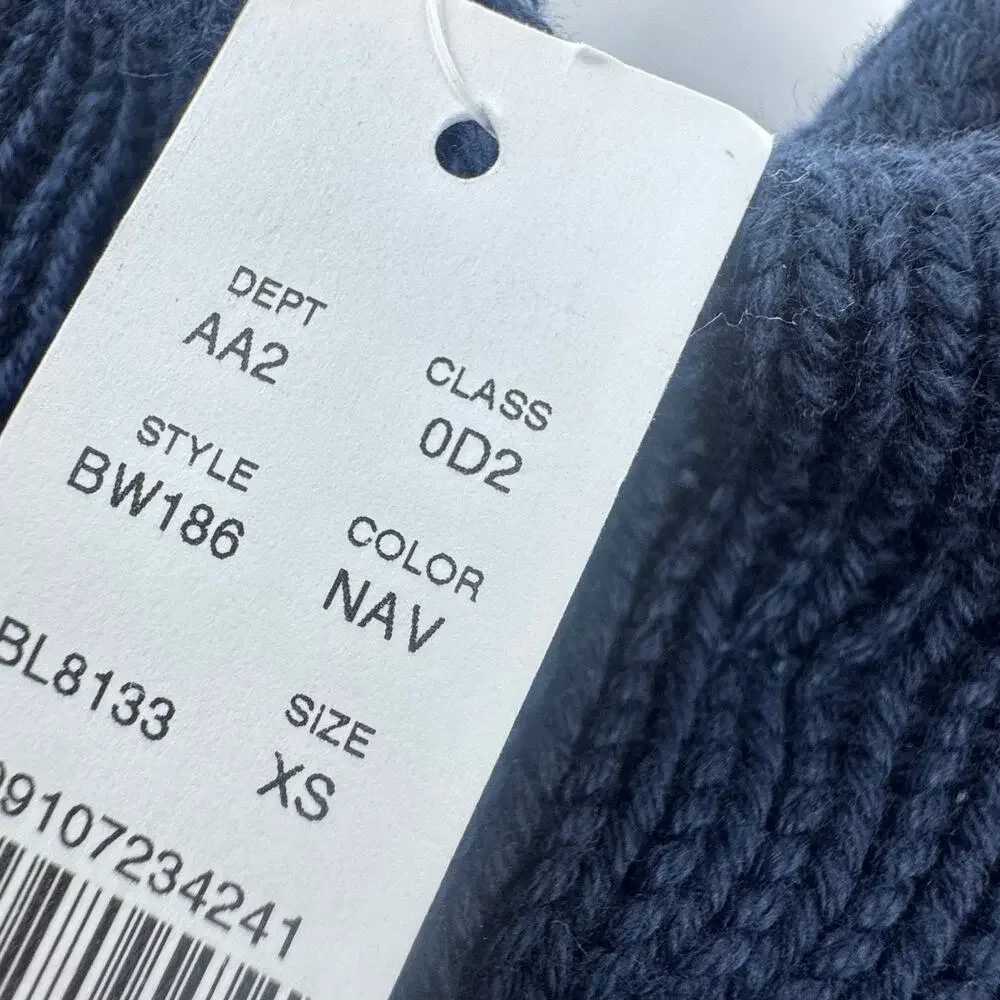 J. Crew Men's 1988 Roll-Neck Sweater in Cotton Long Sleeves Navy Size XS NWT